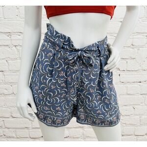 Max Studio Size S Womens Shorts Blue ( Colorful) Drawstring Pockets Casual Beach